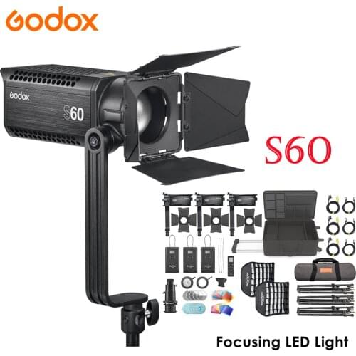 Godox S60 3set 60W Focusing LED Photography Continuous adjustable Light Spotlight With Barn Door for Professional Photography