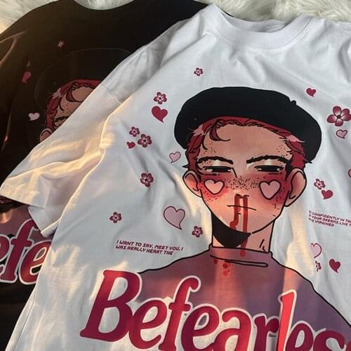 Gothic women t shirt hip hop punk nosebleed boy print tops tee summer couple loose plus size short-sleeved ins female clothes