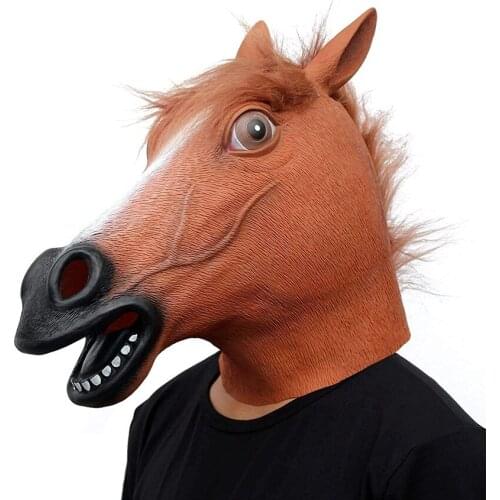 Halloween Christmas Realistic Horse Mask Party Dress Up Adult Horse Head Latex Mask Unisex Masquerade