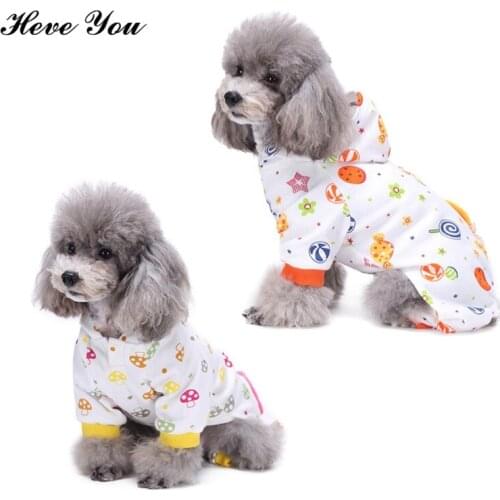 Heve You Jumpsuits Winter Dog Clothing Cotton Knitted Hooded Pajamas Four Pet Clothes Homewear Pajamas Cat Puppy Dog Costume