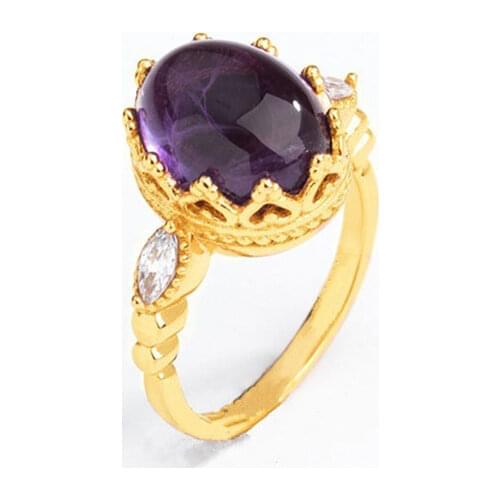 Party Jewelry Ring Delicate Elegant Purple Zircon Crown Womans Ring Engagement Wedding Accessories Gift for Valentine