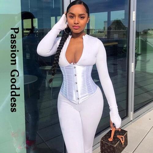 Activewear Women 2 Piece Pink Outfits Long Sleeve Zipper Jumpsuit and Bandage Corset Girdle Elastic Skinny Fitness Matching Sets