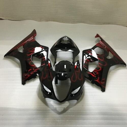 Injection mold Fairing kit for GSXR1000 03 04 GSXR 1000 GSX-R1000 K3 2003 2004 Red flames black Fairings set+gifts HC23