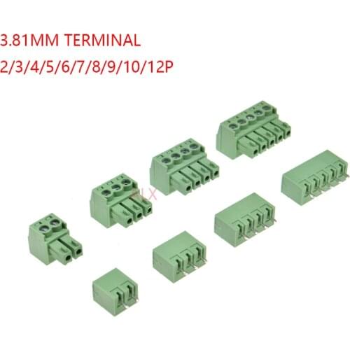 10SETS 15EDG 2/3/4/5/6/7/8/9 pin screw terminal block connector 3.81MM pitch PLUG + Straight PIN HEADER SOCKET 2p 3p 4p 5p 6p