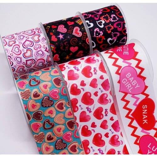 Valentines Day Ribbons Cartoon Grosgrain/Satin Ribbon Printed Ribbon For Crafts Decoration Bow 10Yards 35141