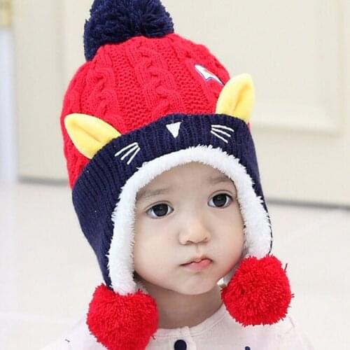 Pretty cartoon childrens hat scarf thickened cotton hat baby hat boy girl eaves small braided cap ear cap accessories warm mz3