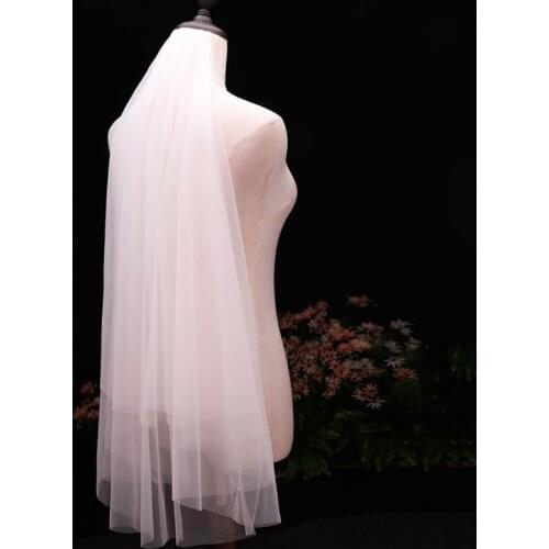 Minimalist Simple 2 Tier Layered Women Girls Short Wedding Veils Ivory White Tulle Bridal Veil Marriage Accessories With D5QB