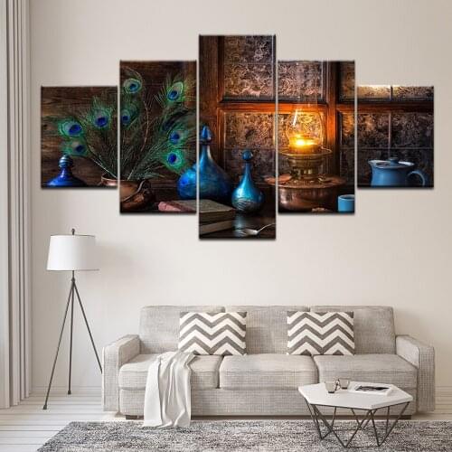 5 pcs 5d diamond painting multi panel Irregular Peacock Feather diamond mosaic stitch cross diamond embroidery full round drill