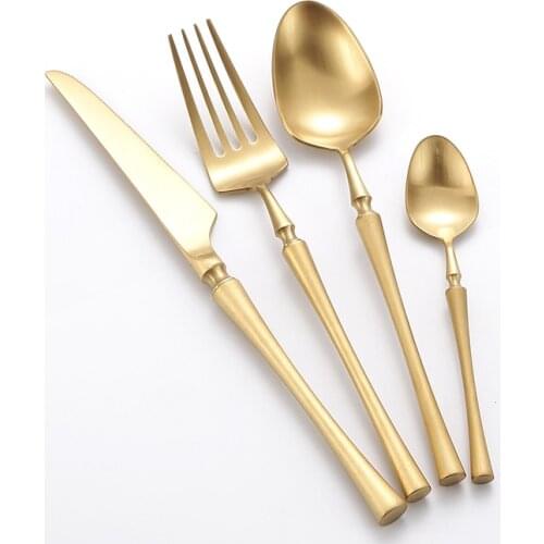 24 Pcs Christmas Tableware Golden Cutlery Set 304 Stainles Steel Knife S poon and Fork Set Gold Dinnerware Kitchen Accessories