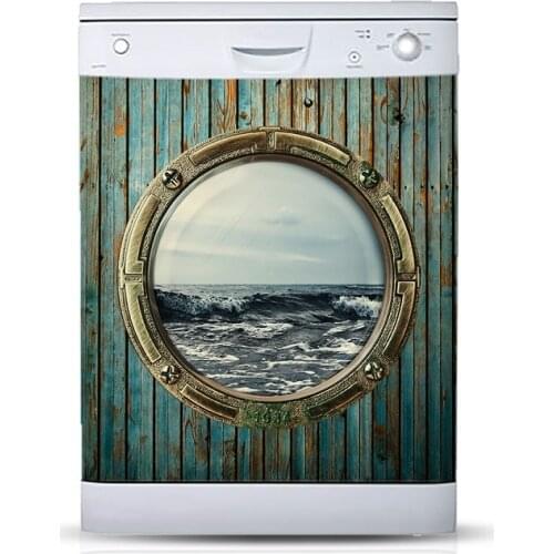 Wholesale 3D Ship Cabin Illuminator SelfAdhesive Dishwasher Refrigerator Freeze Sticker Kids Art Fridge Door Cover Wallpaper