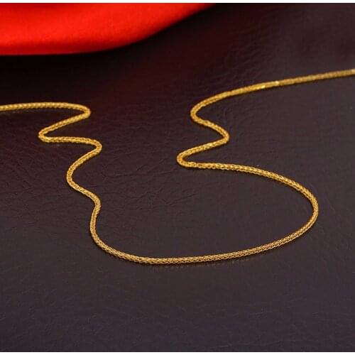 Pure Solid 18k Yellow Gold Necklace Luck Wheat Link Chain 18"L