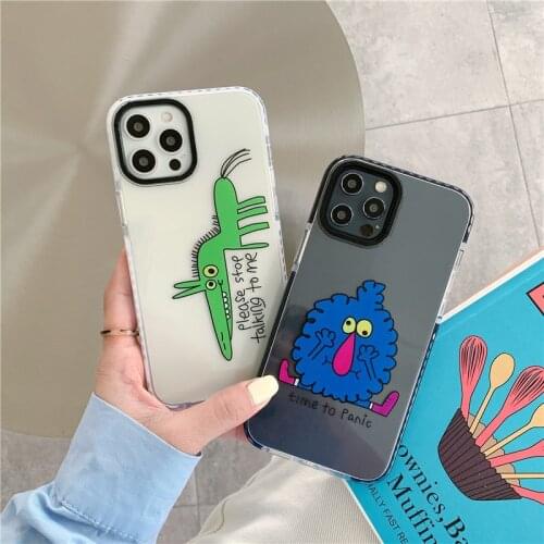 Funny cartoons cute animal stickers shockproof phone case for iphone 7 8 Plus X XS XR 11 12 Pro Max soft clear back cover