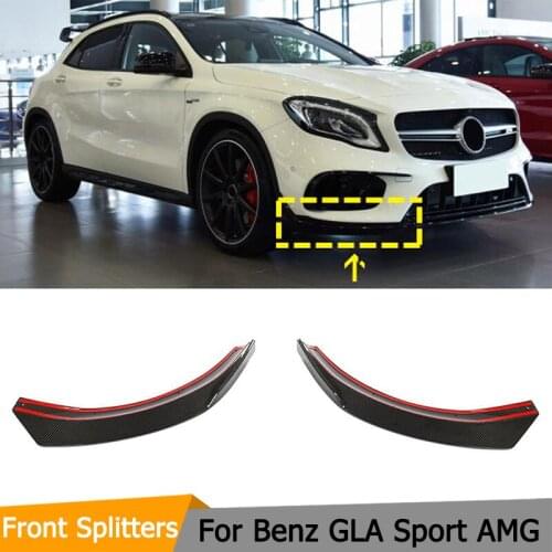 Front Lip Splitters Fender Aprons For Mercedes-Benz GLA45 AMG 2017 2018 2019 Carbon Fiber Flap Cupwings