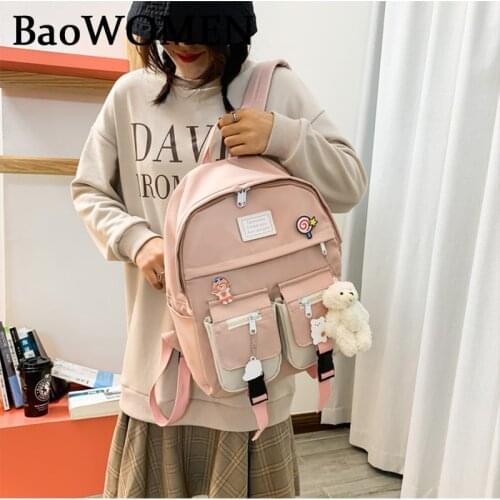 BaoWomen New Japan Anime Woman Backpacks For Girls Waterproof Schoolbag Female Harajuku High School College Backpack Black Green