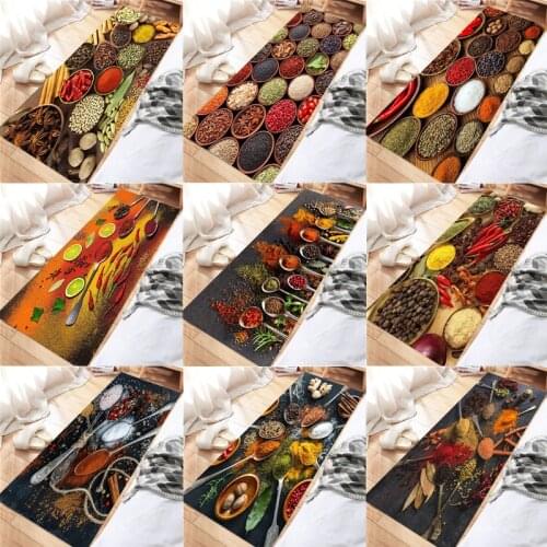 Spices Pattern Kitchen Rug Livingroom Floor Carpet Bathroom Mat Anti-slip Entrance Doormat Bedside Mat Fluffy Rug Room Decor