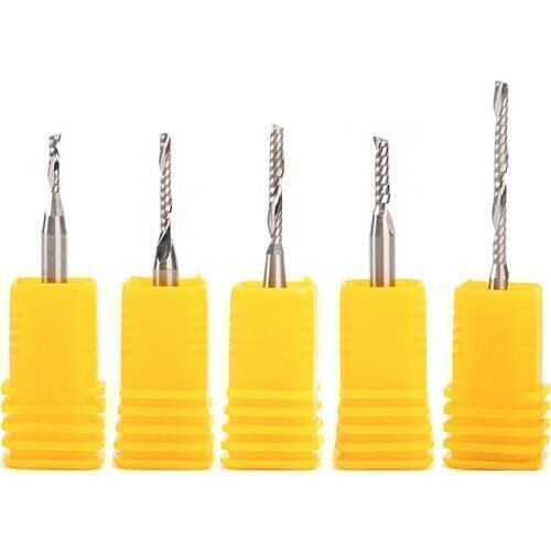 10pc 3.175mm 1/8" SHK AAA One Single Flute Spiral Tools Engraving Bits Cutter Solid Carbide Endmill Cutting PVC MDF Wood Machine