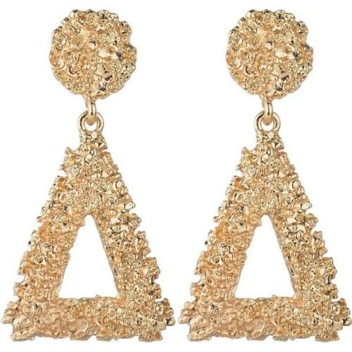 Bohemian 2021 Hot Sale Tin Alloy New Personality Metal Female Fashion Hollow Triangular Geometric Brincos Earrings Women