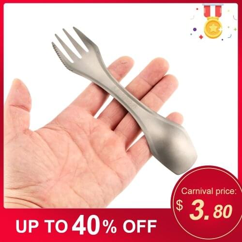 Lixada 100% Titanium Spork Fork Knife Outdoor Camping Picnic Tableware Cookware Ultralight Spoon Fork For outdoor Picnic BBQ