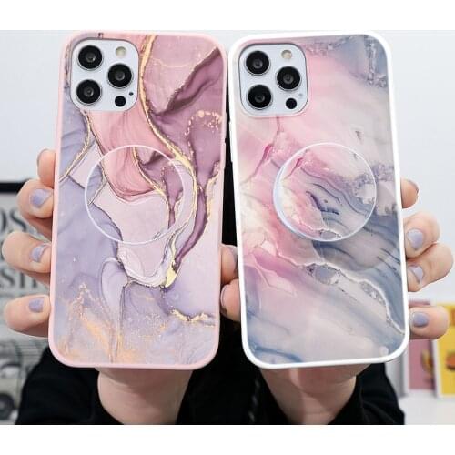 Vintage Marble Phone Holder Couqe For iPhone 11 Pro Max XR X XS SE 2020 7 8 6 Plus 5 5S Soft TPU Case For iPhone 12 Pro Max Mini