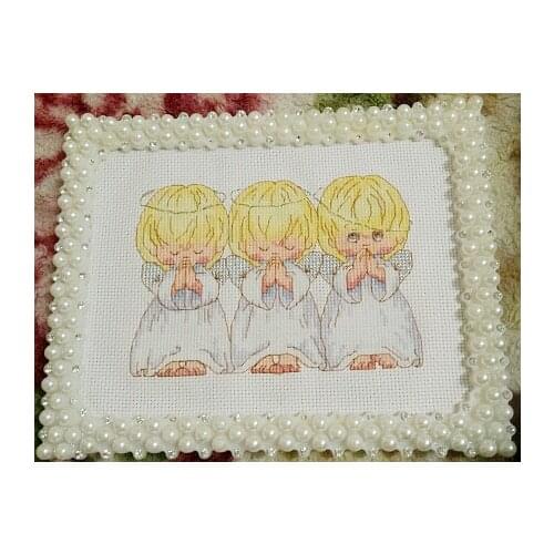 The pray little angels cross stitch package 18ct 14ct 11ct white cloth cotton thread embroidery DIY handmade needlework