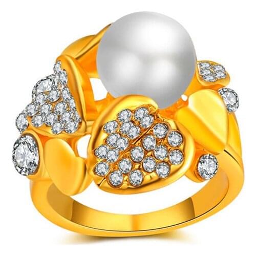 WQQCR Gold Simple Ring 8-9mm Natural Natural Golden South Sea Pearl Ring Ladies Wedding Fashion 1PCS