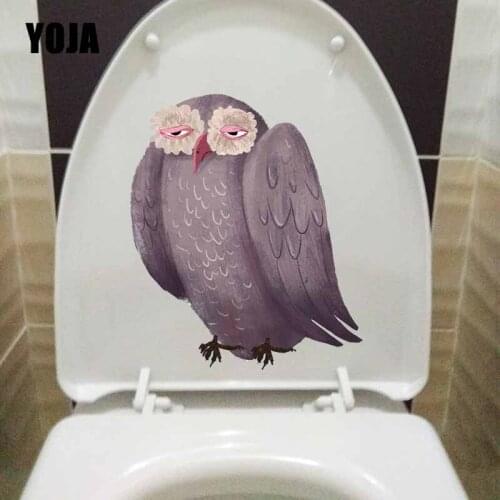 YOJA 20.4X24.2CM WC Toilet Decal Intereting Cartoon Owl Wall Sticker Mural Bathroom Home Decor T5-0527