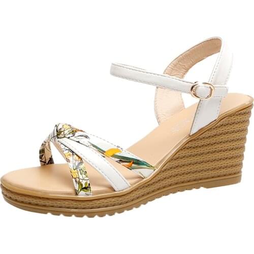 PUPUDA Hot Leisure Women Wedges Heeled Women Sandals 2021 Summer Sandals Party Platform High Heels Shoes Woman