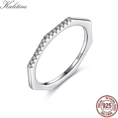 KALETINE 925 Sterling Silver Rings for Women Simple Cubic Zircons Stone Rings Wedding Rings Gift Men Jewelry Wholesale Lots Bulk
