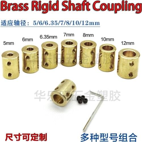 5/6/6.35/7/8/10MM Brass Copper Shaft Motor Rigid Coupling RC Airplane Model Motor Shaft Coupling Coupler Rigid Connector