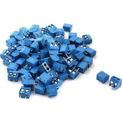 100pcs 2P Plug-in Screw Terminal Block Connector 5.08mm Pitch Blue