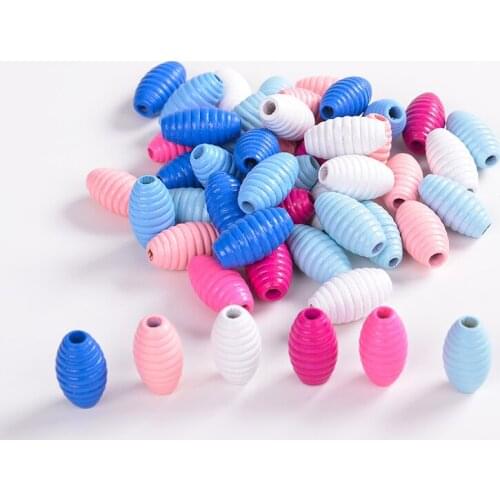 100Pcs/lot 25*14mm Natural Wooden Beads Colorful Natural Beads Whorl Wave Oval Shape Spacer Beads For DIY Kids Jewelry Findings