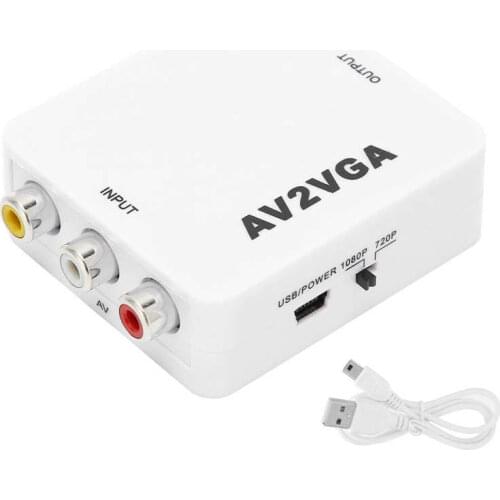 For AV to VGA Conveter Portable 1920x1080 HD AV2VGA Video Converter with USB Cable Mini Video Converter