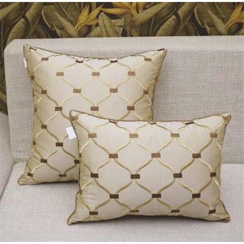 Europe 45" 50" Embroidered Grid Pillows luxury/Stripe/Elegant/Home/Sofa/Car Cushion /Pillows (not including filling)