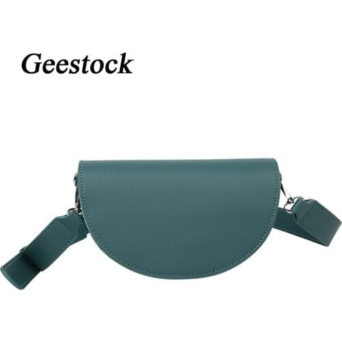 Geestock Women Handbag for Designer Saddle Fashion Crossbody Shoulder Bags New PU Leather Simple Ladies Half Moon Flap Clutch