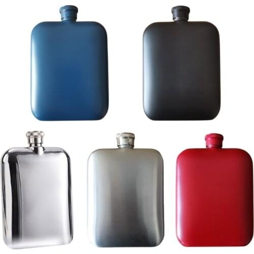 Leakproof 6oz Portable Square Stainless Steel Hip Flask, Electroplated Bottle with Air-pressured Cap for Hiking H58C