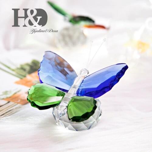 H&D Tiny Butterfly Crystal Figurines Clear Table Paperweight Ornament Collectible Gifts Home Desk Decor Decorative Ornaments