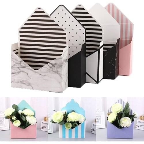 Creative Envelope Shaped Flower Packaging Box Wedding Engagement Party Decoration Gift Boxes Dot Stripes Printed Wrapping Box