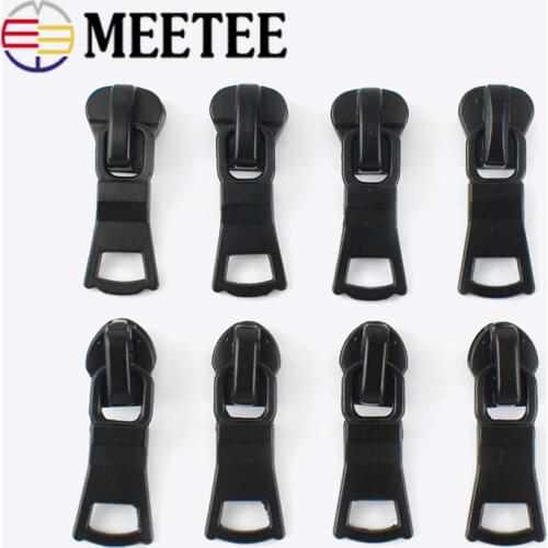 Meetee 20pcs 5# Zipper Sliders for Metal Resin Nylon Reverse Invisible Waterproof Zipper Head DIY Bag Jacket Sewing Accessories