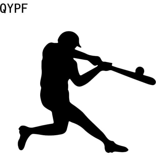 QYPF 12.2*10.8CM Lovely Baseball Graphic Decor Car Stickers Accessories Black/Silver Vinyl C16-0614