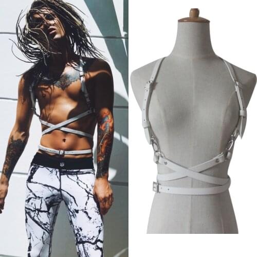 Hot Punk Men harajuku sexy garters faux leather material bondage sculpting harness waist belt straps suspenders belt