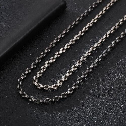 4.5mm Width Vintage Black Mens Necklaces Classic O Link Chains 316L Stainless Steel Jewelry Male Dropship