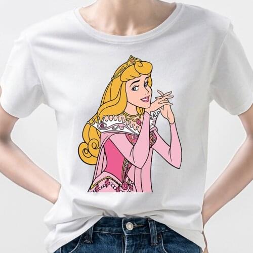 New Harajuku Tshirt Disney Tattoo Princess Aurora Sleeping Beauty Graphic Funny T Shirt Women Cute Fashion T-shirt