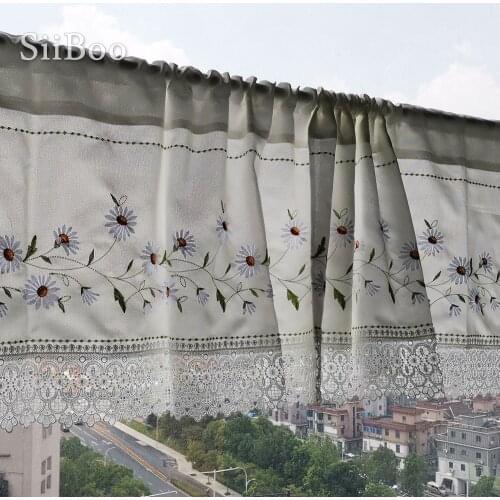 New fashion white with floral embroidery half-curtain lace decor bay window curtain for coffee kitchen room SP4151 Free shipping