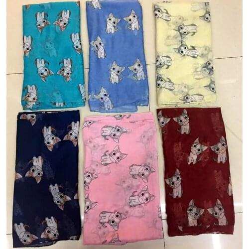 2016 Newest Cute Cat Print Scarves Shawls Women Animal Print Scarf Wrap Hijab 5 Color Free Shipping Oversize Women Scarf