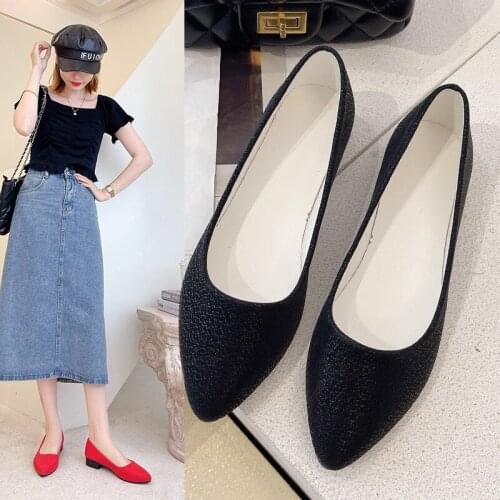 2021 New Fashion European Popular Single Shoes Lady Low Help Pointed Fashion Flat Bottom Flat Mouth Flat Heel Casual Shoes Hot