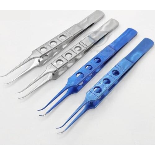 Ophthalmic micro forceps stainless steel titanium alloy double eyelid tweezers fat tweezers line tweezers with tooth hook fine t