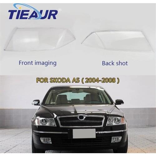 Pair 4Doors Headlight clear lens cover for Skoda A5 04-08Headlamp transparent shell replacement
