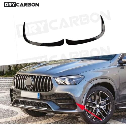 Front Bumper Fog Lamp Fins Vent Trims Decoration for Benz GLE Class W167 350 450 53 AMG Sport SUV 2020 + Car Bumper Canards