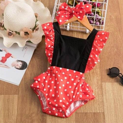 Polka Dots Baby Girls Mini Mouse Clothes Backless Girls Jumpsuit Baby Romper Suit Newborn Girls Bodysuit Summer Infant Clothing