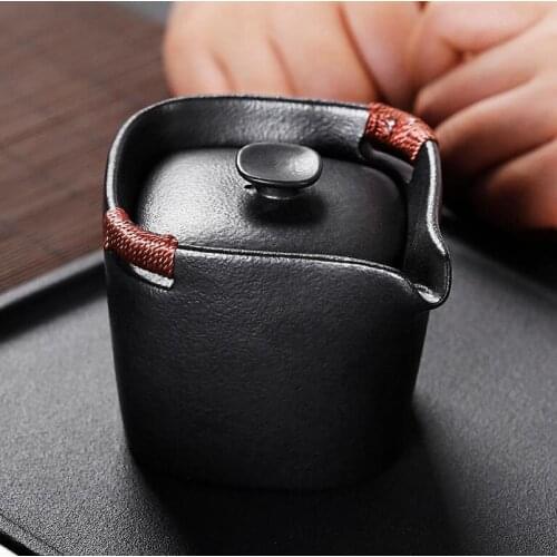 Portable Japanese Gaiwan Fashion Black Pottery Tea Sets Ceramic Teapot Kettle Tea Tureen Kung Fu Tea Sets Retro Drinkware Gift